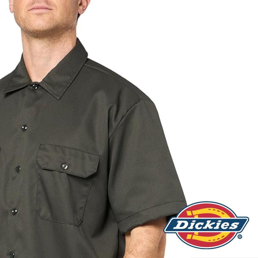 Dickies Men's Short-Sleeve Work Shirt - Olive Green Small
